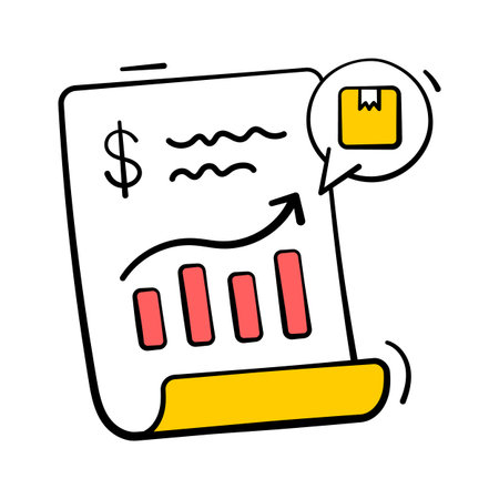 Sales chart and invoice representing order reports and sales analytics hand drawn vectorのイラスト素材