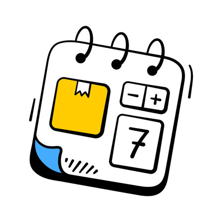 Calendar with parcel representing delivery schedule and order trackingのイラスト素材