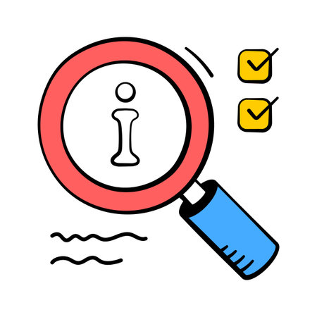 Magnifying glass with info symbol for search and analytics conceptのイラスト素材