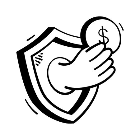Online security and safe transactions, secure payment hand drawn iconのイラスト素材