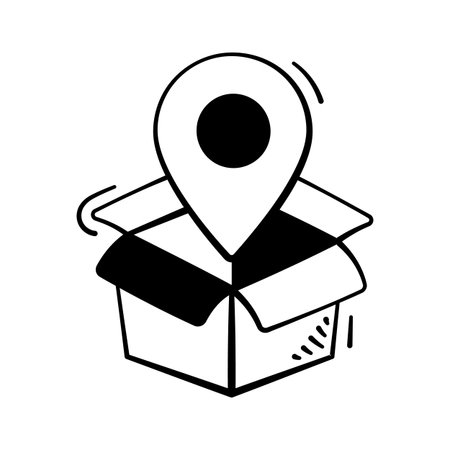 Download this amazing doodle style icon of package locationのイラスト素材