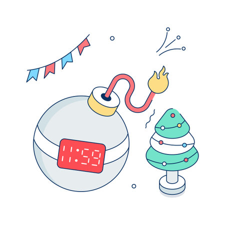 Take a look at this amazing isometric illustration of christmas bombのイラスト素材
