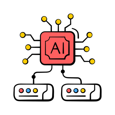 Hand drawn Illustration of AI server hardware for data computingのイラスト素材