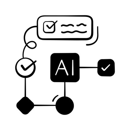 Flowchart style illustration representing automated AI workflowsのイラスト素材