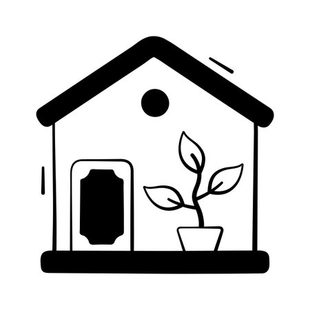 Have a look at this creative doodle icon of eco home, modern vectorのイラスト素材