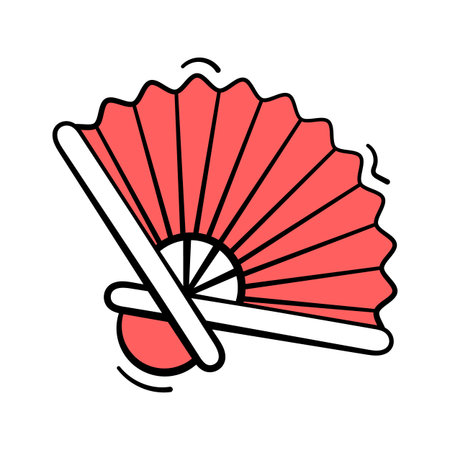 Trendy doodle style icon of decorative hand fan, modern vectorのイラスト素材