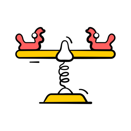 Cute duck seesaw vector design in modern styleのイラスト素材