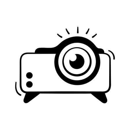 Well designed hand drawn icon of projector in modern styleのイラスト素材