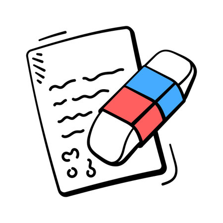 Study notebook with eraser, writing, homework and note taking doodle iconのイラスト素材