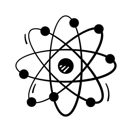 Atomic structure, doodle icon of physics, chemistry, and STEM learning