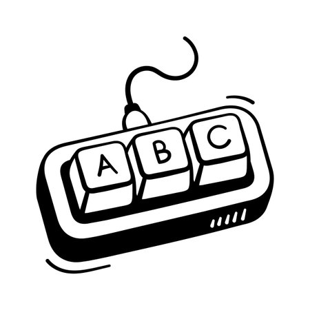 Here is a modern doodle style icon of keyboard, learning keyboard