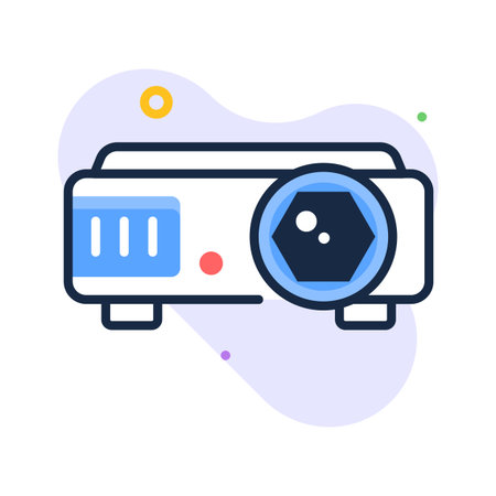 A handy icon of projector in flat outline style, class presentation and digital teaching