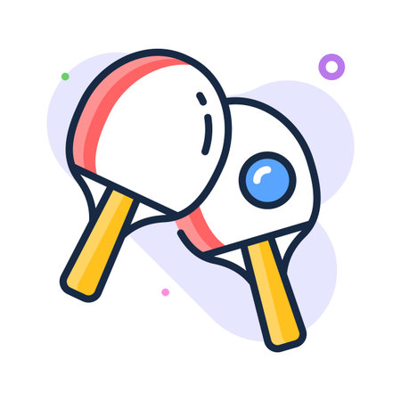 Flat outline style icon of ping pong paddle, school sportsのイラスト素材