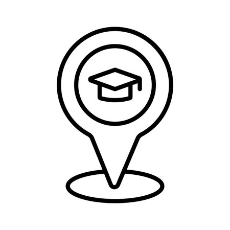 outline style icon of school or campus location, premium vectorのイラスト素材