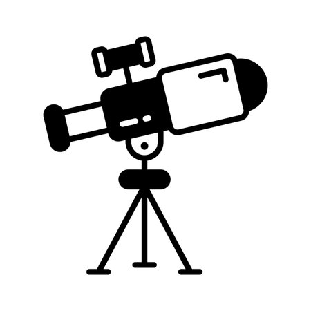 Astronomy telescope glyph icon, space study and explorationのイラスト素材
