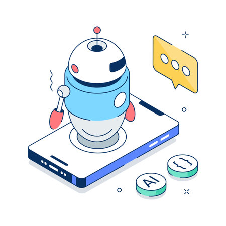 A well designed isometric icon of robot chat systemのイラスト素材