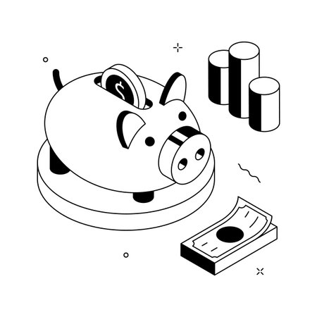 Isometric illustration of piggy bank denoting savings, budgeting, and personal financeのイラスト素材