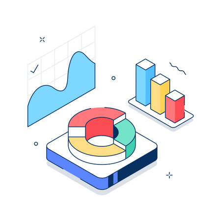 A trendy isometric illustration of data analysis, ready to use vectorのイラスト素材
