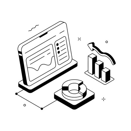 A captivating isometric illustration of business data analysis, editable vectorのイラスト素材