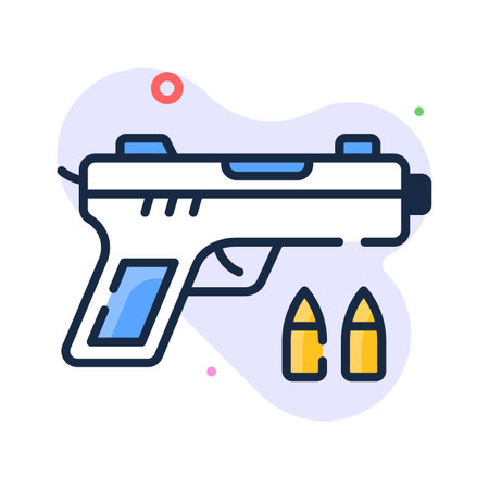 A modern flat outline icon of gun violence, firearm crime and safety concernsのイラスト素材