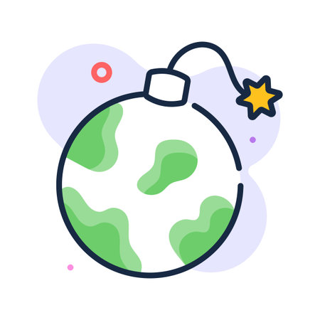 Trendy flat outline icon of environmental risk, ecological threats and hazardsのイラスト素材