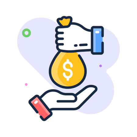 Have a look at this amazing flat outline icon of corruption, bribery and abuse of powerのイラスト素材