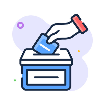 Premium flat outline style icon of voting, democratic participation, civic rightsのイラスト素材