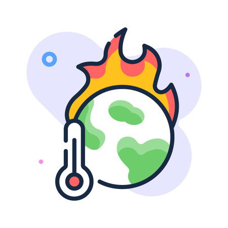 Download this trendy flat outline icon of global warming, climate changeのイラスト素材