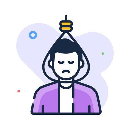 An editable flat outline icon of suicide, mental health crisis, emotional distressのイラスト素材