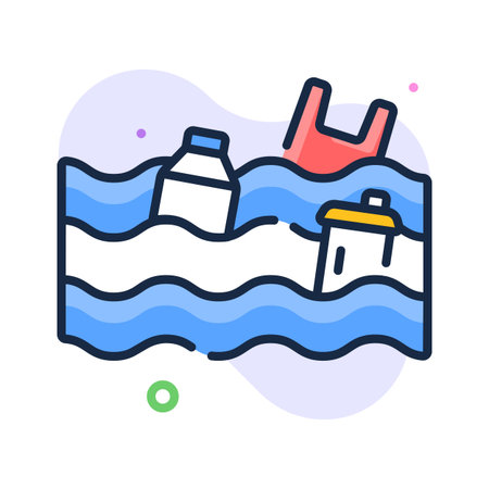 Ready to use flat outline icon of water pollution, premium vectorのイラスト素材