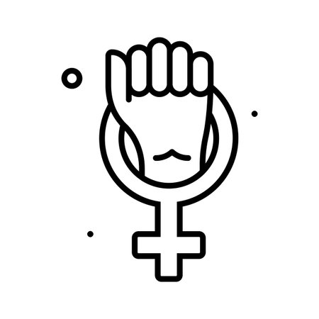 Women empowerment and equal rights, line icon of feminismのイラスト素材