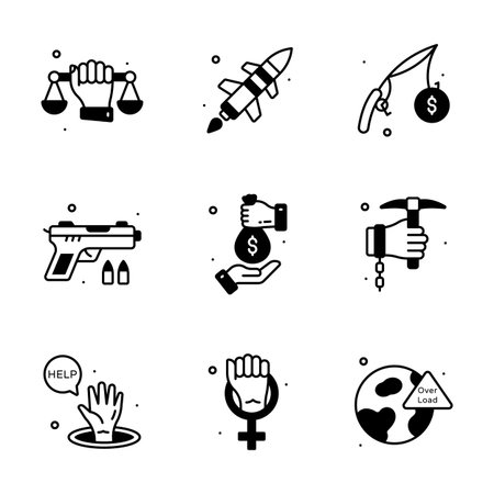 Easy to use glyph style icons set of social issues, premium vectorsのイラスト素材