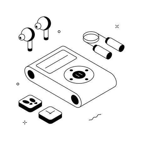 Exercise music for workout motivation in isometric style, editable vectorのイラスト素材