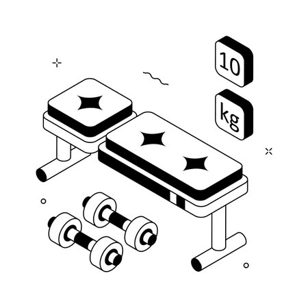 Well designed isometric illustration of bench press strength trainingのイラスト素材