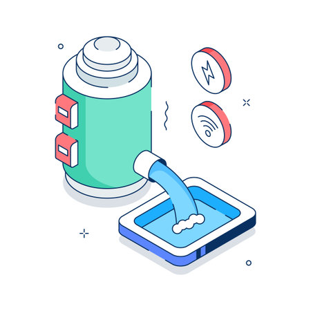 An editable isometric illustration of water tank for agricultural useのイラスト素材