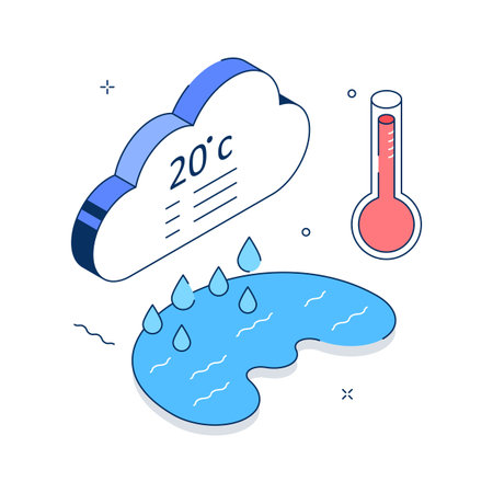 An isometric illustration showing weather forecast data for agriculture planningのイラスト素材