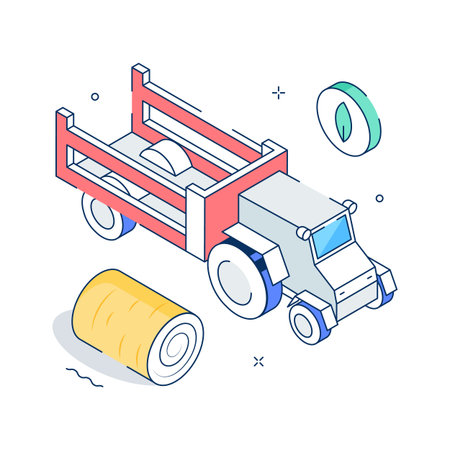 A premium isometric illustration of agriculture truck transporting farm harvestのイラスト素材