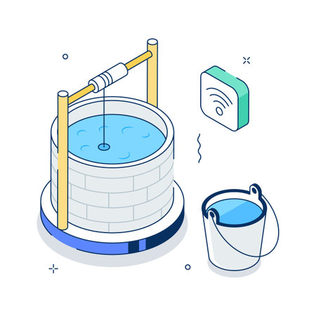 Modern isometric illustration presenting agricultural water well systemのイラスト素材