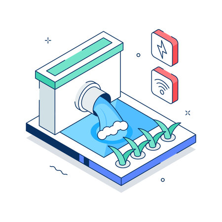 A professional isometric illustration of sewage system for agricultureのイラスト素材