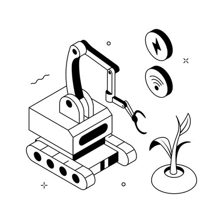 Here is a isometric illustration showing smart farming technology conceptのイラスト素材