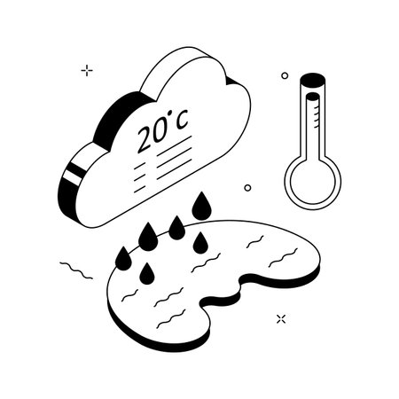 An isometric illustration showing weather forecast data for agriculture planningのイラスト素材