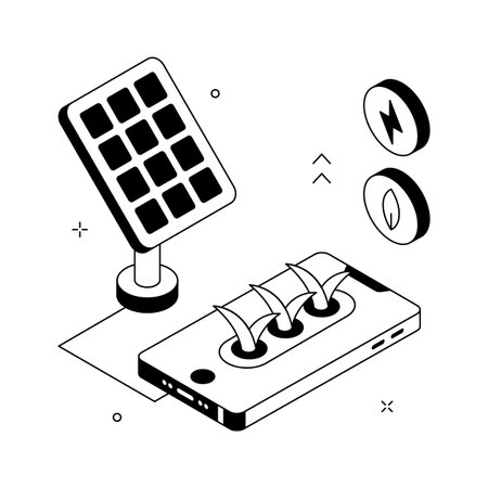 A modern isometric illustration showing green energy use in farmingのイラスト素材