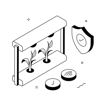 A customizable isometric illustration showing plant protection farmingのイラスト素材