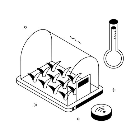 An amazing isometric illustration of smart greenhouse farming environmentのイラスト素材