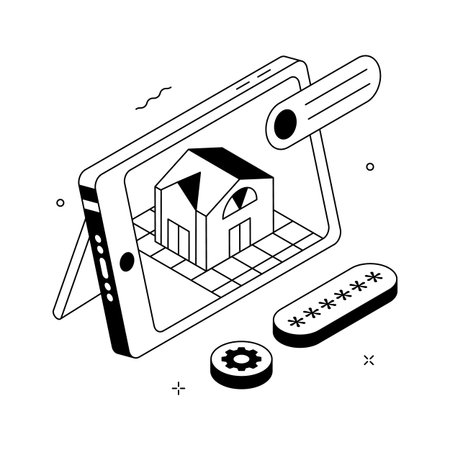 A premium isometric illustration showing complete smart home automationのイラスト素材