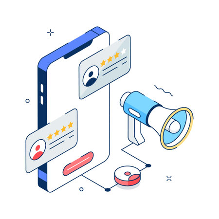 A trendy isometric illustration of mobile hiring processのイラスト素材