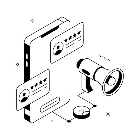 A trendy isometric illustration of mobile hiring processのイラスト素材