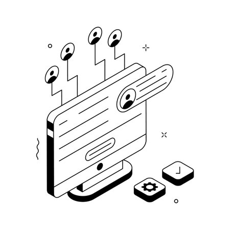 A visually engaging isometric illustration of employee management systemのイラスト素材