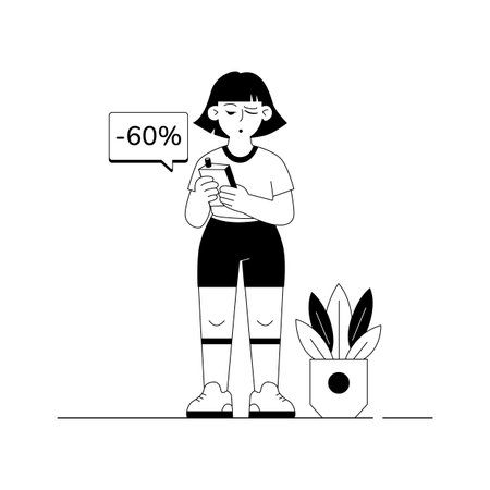 An eye catching glyph illustration of product discountのイラスト素材