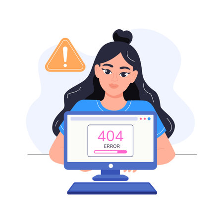 A visually engaging flat illustration of 404 error warning and system alertのイラスト素材